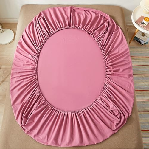 Spannbettlaken 200x220cm, Rosa Fitted Sheet Volltonfarben Baumwolle Spannbettlaken