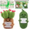 We make hope Emotional Support Plant Gift Kit,Positive Cactus & Pickle with Smile Card and Sticker,Crochet New Job Gifts with Wrapping Paper & Ribbon for Family Friends Encouragement Party Decoration