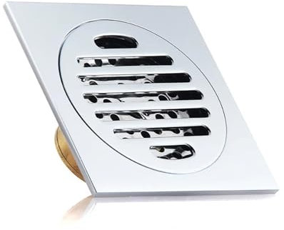 VNJUGF Desagües de suelo de 10 x 10 cm, de latón negro/cromado, for ducha, desodorante for baño, desagüe cuadrado, colador, rejilla de desagüe. wanglan(Chrome)