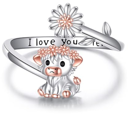 DAYLINLOVE Kolibri/Hai/Seaturtle/Baum des Lebens Löffelringe 925 Sterling Silber verstellbare Tier Schmuck Geburtstagsgeschenke für Frauen