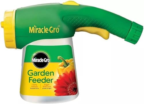 Miracle Gro Feeder Hose-End Garden Fertiliser Sprayer for Soluble Plant Food, Multiple Spray Patterns, Feed and Water in One Step Ideal for Lawns, Vegetables, Flowers, Shrubs Green - 1 Pack