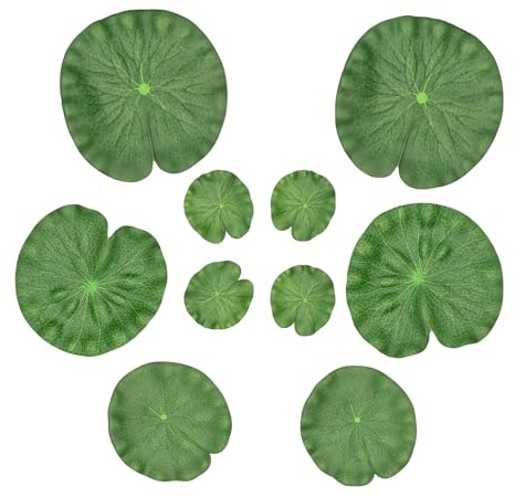Canollo 10 Künstliche Lotusblätter, Künstliche Seerosenblätter 10–20 cm | Realistische Schwimmende Schaum-Lotusblätter, für Terrasse Garten Aquarium Koi Fisch Teich Pool und Landschaftsdekoration
