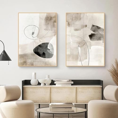 Ueiwffzo 2er Poster Set Wandbilder Abstrakt Bilder Wohnzimmer, Einfach Marmor Linien Wandbild Wandposter Bilder Set Leinwand Schlafzimmer Decor, Ohne Rahmen (50x70cm)