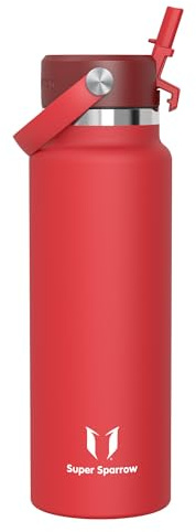 Sparrow Insulated Water Bottle with Straw - Metal Water Bottles 1.2L | Stainless Steel Drinks Bottle, Leakproof & BPA Free Flask, SwivelSip Flex Straw Cap, Reusable Sports,Gym Outdoor Travel