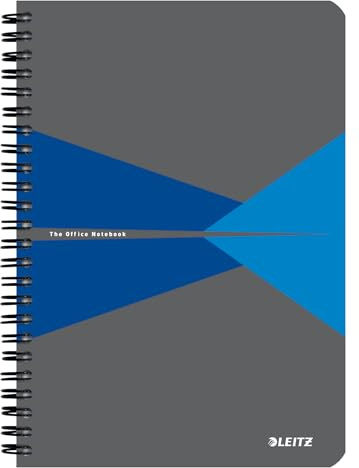 Leitz Office 44591035 A5 Lined Notebook with Spiral Bound Cardboard Cover 360 Degree Opening 180 Pages / 90 Sheets FSC Certified Paper (80 g/m²) for Office and School Blue