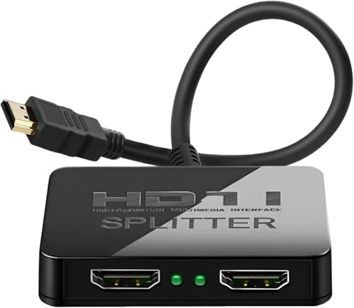 Yiany HDMI Splitter 1 in 2 Out, 4K 3D HDMI Distributor Adapter 1 to 2 Way für Dual Monitors, 2 Port Hub Kabel Full HD für Xbox, Fire Stick, Roku, HDTV, Projector