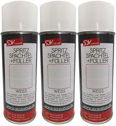 SDV Chemie Spritzspachtel & Füller Spray Weiß 3x 400ml | Autolack, Lackierer, KFZ, Auto