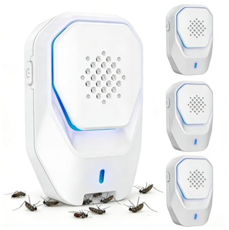 AILEDA Professioneller Ultraschall Schädlingsbekämpfer,Ultraschall & Elektronische Insektenschutzmittel,Schädlingsbekämpfungsgerät für Mäuse Ratten Mücken Kakerlaken Spinnen Fliegen(4 Stück)