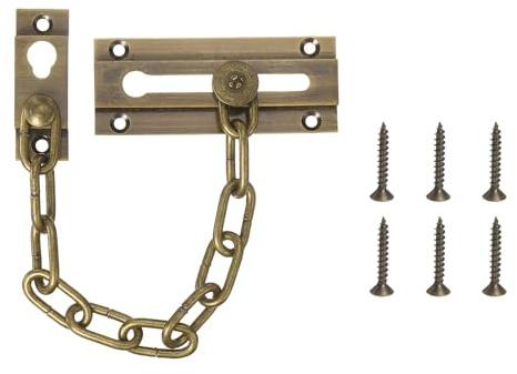 sourcing map Door Chain Lock Chain Door Guard with Screw Bronze | Security Heavy Duty Lock,for Home Office,Hotel Apartment,Inside Door