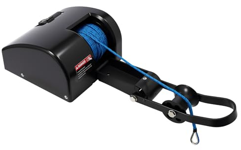 LENJKYYO Elektrische Ankerwinde Seilwinde für Boote mit drahtloser Fernbedienung Marine Salzwasser 25LBS Elektrische Ankerwinde 30M 12V weiß Salzwasser für Anker bis 20KG