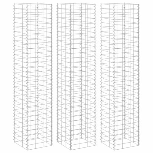 Arborthrum Gabionen-Hochbeet Gabionen-Pflanzkorb Gabionenkörbe Steinkörbe Blumenkasten Gabione Pflanzkübel Gabionen pflanzgefäße 3 STK. 30x30x150 cm Eisen