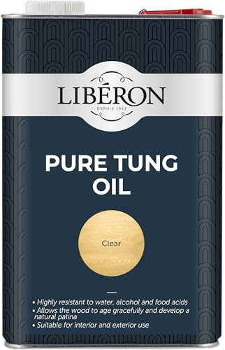 Libéron Pure Tung Oil for Interior & Exterior Wood, Clear, 5L | Premium 100% pure natural oil, Nourishes, protects & enhances, Food contact safe when dry, Water, heat & alcohol resistant