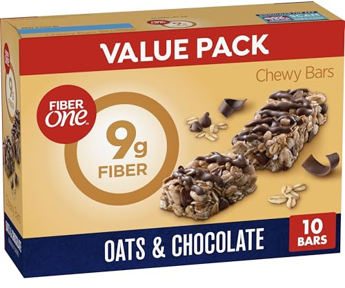 Fiber One Chewy Bars, Oats and Chocolate, Fiber Snacks, Value Pack, 10 Ct, 14.1 oz
