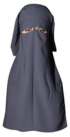 Egypt Bazar Niqab dreilagig - Hijab Gesichtsschleier Burka Khimar Islamische Gebetskleidung (Dunkel-grau)