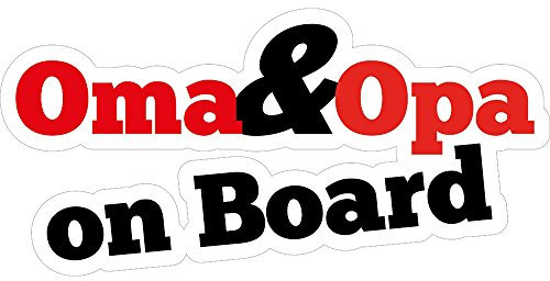 wall-art-design Fun Aufkleber Oma und Opa on Board 15x7 cm selbstklebend, glänzend für Auto, Motorrad, Fahrrad, Boot oder Caravan