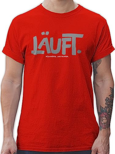 T-Shirt Herren - Statement - Läuft - Läuft Lustig Sprüche Lustiger Spruch Nerd Geek Läuft bei Mir - 3XL - Rot - lauft-Shirts spruchshirts sprueche läuft. Shirts t Shirt mit frechen sprüchen