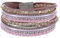 StarAppeal Armband Wickelarmband mit Perlen, Strass, Ketten und Flechtelement , Magnetverschluss Silber Matt, Damen Armband (Rosa)