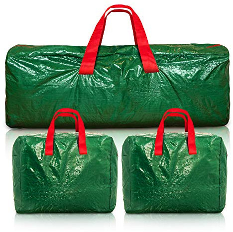 Hillington Christmas Tree Storage Bag and 2 Decoration Bags - Stores a Xmas Tree, Lights and Decorations