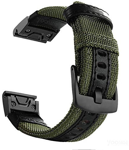 YOOSIDE Cinturino per Garmin Fenix 5/Fenix 6, 22mm QuickFit NOTA Cinturino in nylon resistente per Garmin Fenix 5/Fenix 5 Plus, Fenix 6 Pro/Sapphire,Quatix 5,Forerunner 935/945 (Verde)