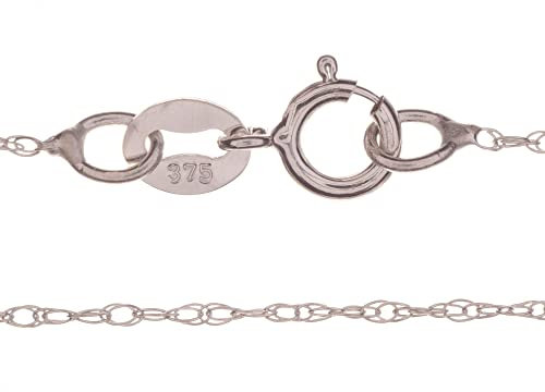 Markylis - Solid Italian 9ct White Gold FINE Twisted Prince of Wales/Rope Chain Necklace 9K Ladies - 0.8mm - 18inch - 18