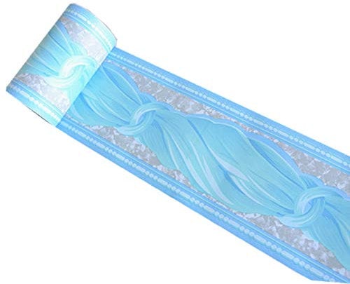 Self Adhesive Curtain Pattern Wallpaper Border Peel Stick Wall Decal Sticker Bathroom Kitchen Ceiling Border,Waterproof Removable Sky Blue 10cm by 10meters