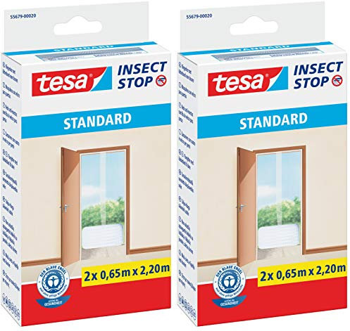 tesa Insect Stop STANDARD Fliegengitter für Türen (4x 0,65m:2,2m, Weiß (Leichter Sichtschutz))