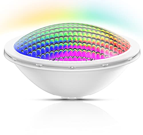 LyLmLe LED Piscine PAR56, 20W Projecteur Piscine RGB Multicolore Lumière LED Spot Synchrone, Angle de faisceau 120°, IP68 Etanche, AC 12V, Aucun Contrôleur