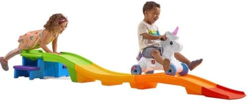 Step2 Up & Down Achterbahn Einhorn | Kinder Achterbahn mit Laufauto | 118 Zoll Spielzeug für Kinder mit Spielzeugauto