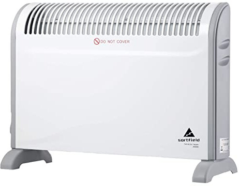 sortfield Convector Radiator Heater with Adjustable Thermostat, 3 Heat Settings (750/1250 / 2000 W) / Timer/Electrical/Convection Heating/Oil-Free Radiator Heater, White