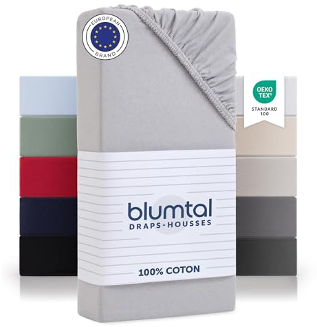Blumtal® Basics Spannbettlaken Topper 140x200x15cm Jersey im 2er Set - Bettlaken aus 100% Baumwolle - Oeko-TEX zertifiziertes Spannbetttuch 140x200 - Moonlight Grey