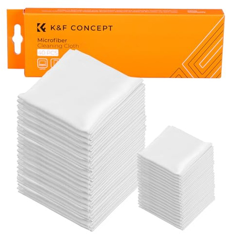 K&F CONCEPT 10 Pack Microfiber Cleaning Cloths，Washable Reusable 6x6in Vacuum Wrapped Lint Free Glasses Cloth for Glasses, Lens, Screens & More