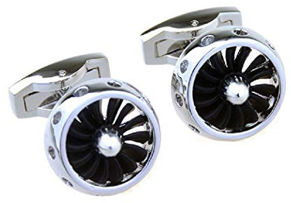 MRCUFF Jet Propeller Engine Fan Airplane Propellor Pair of Cufflinks in a Presentation Gift Box & Polishing Cloth