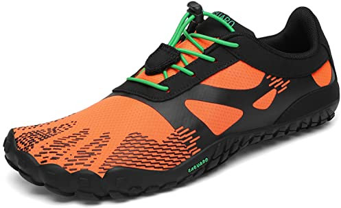 SAGUARO Barfußschuhe Herren Damen Barfussschuhe Traillaufschuhe Zehen Training Fitnessschuhe Outdoor Barfuss Wanderschuhe Atmungsaktiv Schnell Trocknend Badeschuhe, Karottenorange, 39 EU
