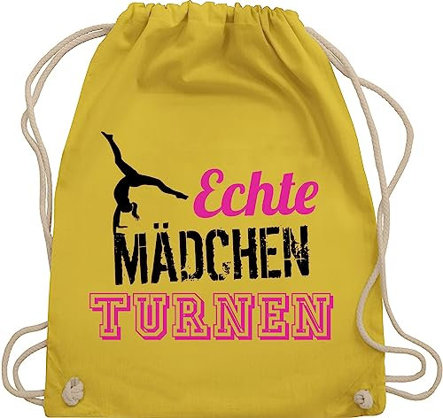 Shirtracer Turnbeutel Rucksack - Kinder Sport Kleidung - Echte Mädchen turnen fuchsia - schwarz - Unisize - Gelb - gym beutel sportbeutel baumwolle tasche baumwoll turn kordel beuteltasche stoff uni