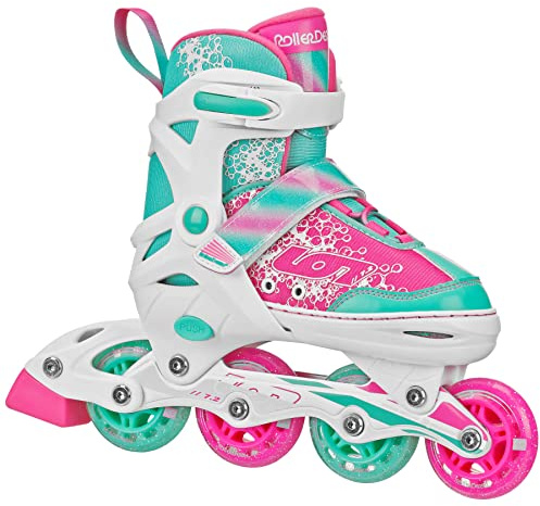 Roller Derby ION 7.2 Girl's Adjustable Inline Skates White/Mint/Pink Size Medium (2-5)