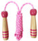 Springseil, verstellbarer Holzgriff, gewebtes Baumwoll-Springseil, Fitnessübung für Erwachsene, Fettverbrennungs-Fitnesstraining, geeignet für Männer und Frauen (Rosa)