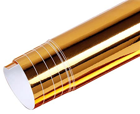 Chrom Autofolie,Asudaro Lackschutzfolien für Auto Autofolie Aufkleber Vinyl Wrap Film Auto Schutzfolie Universal Lackschutzfolie DIY Auto Folie Wasserdichter Anti-UV-Klebefilm 152cm x 20cm,Gold
