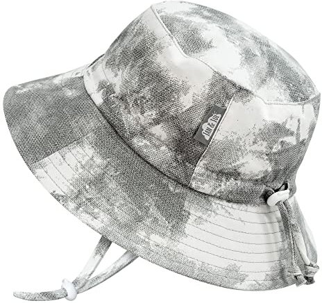 Jan & Jul Baby Sonnenhut für Mädchen mit UV-Schutz UPF 50+ (Schwarzes Batik-Design, 0-6 Monate)