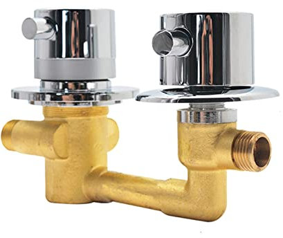 2/3/4/5 Voies Mitigeur Douche Laiton Amélioré Robinets Thermostatiques G1/2 Filetage Inverseur Contrôle Cabine Mitigeur, Cartouche Laiton, Double Poignée épaissie (1 Sortie 10cm A)