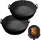 Air Fryer Silicone Liner, 2 Pack Reusable Silicone AirFryer Liners, 7.8 inch Air Fryer Accessories for Ninja COSORI Tower, Fits 3.6 to 6.8QT Air Fryer Pot (2 x Black)