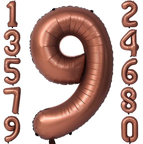 Schokolade 1 Luftballons Riesiger 40 Zoll Kaffee Zahl 9 Folienballon für Geburtstagsdeko Ballon für Geburtstagsdeko