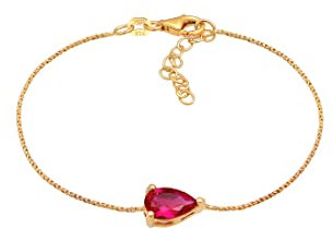 Elli Armband Damen Anhänger Tropfen mit synthetischem Rubin Rot in 925 Sterling Silber vergoldet