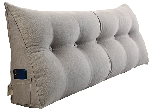 Ryggstödskudde triangulär sänggavel kudde stödkudde | 100x50x20cm, stor dubbel läskudde för dagbädd, kil dagbädd kudde, med avtagbart överdrag