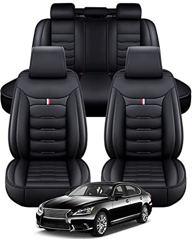 BPOOBP MH51 Fünf Sitze Auto Sitzbezüge passend für A6,A6 allroad,Leder sitzbezüge,wasserdichte Gemütlich Sitzschoner,Schwarz-Standard