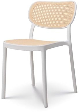 Kosmi - Weißer Esszimmerstuhl im Vintage-Stil