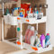 Yexati 2 Etagen Unter Waschbecken Regal, Ausziehbarer Spülschrank Organizer mit 4 Haken 2 Tasse, Putzmittel Unterschrank Organizer Gewürzregal Küchenregal Küchenhelfer mit Schiebeschublade, Weiß