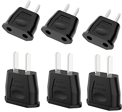 UYUYong 6 Stück Reiseadapter EU to US Adapter Deutschland zu US Sicherheit CE-Zertifizierung Japan Steckdose USA Reiseadapter Adapter USA Deutschland Stecker für Reisen Familie -Schwarz