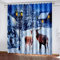 NGOCVN Piece Verdunkelungsvorhang Für Schlafzimmer 3D-Druck Winter Weihnachten Haus Elch Vorhänge Für Kinderzimmer Schiebegardine Blickdicht Für Dekoration Wohnzimmer Küche 280 X 250 cm / (B) X (H)