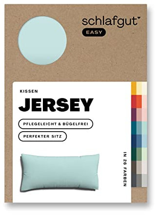 Schlafgut Easy Jersey Kissenbezug 40x80 cm Petrol Light mit 100% Baumwolle, superweicher & atmungsaktiver Kopfkissenbezug