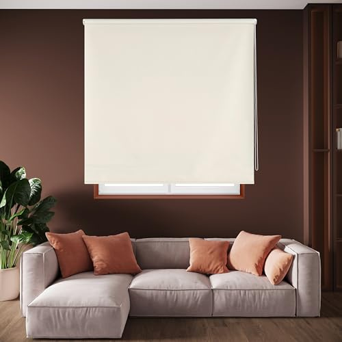 Blindecor Draco Tenda a rullo oscurante - Beige, 180 x 230 cm (Larghezza x Altezza) | Dimensioni del tessuto 177 x 225 cm | Tende termiche oscuranti